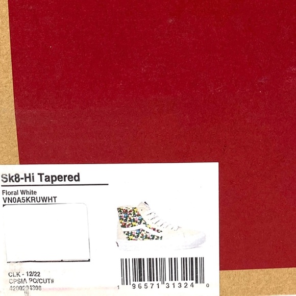 VANS Sk8-Hi Tapered Sneakers Women's Canvas Suede Floral White Shoes VN0A5KRUWHT - Picture 8 of 9